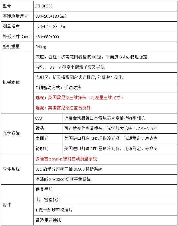 JH-3020系列影像測(cè)量?jī)x